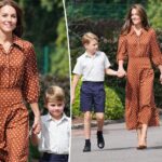 Kate Middleton luce vestido de lunares para llevar a sus hijos al colegio