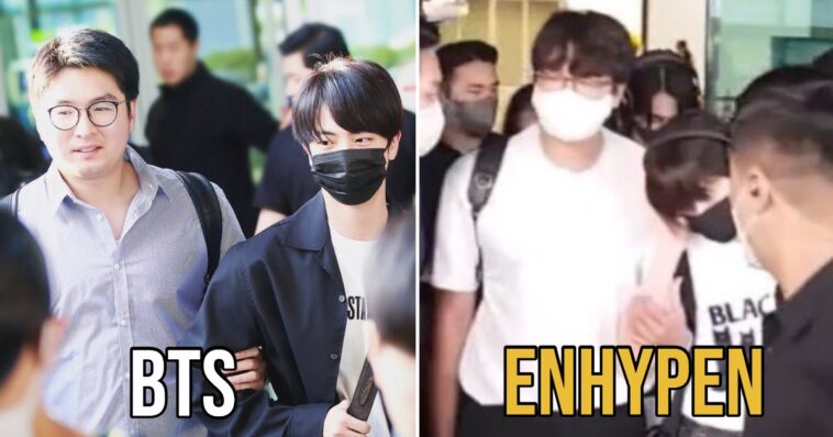 Los internautas elogian al gerente Sejin por proteger a Sunoo de ENHYPEN en el aeropuerto de Gimpo de la misma manera que lo hizo con BTS