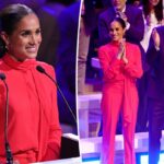 Meghan Markle deslumbra con traje rojo en One Young World Summit