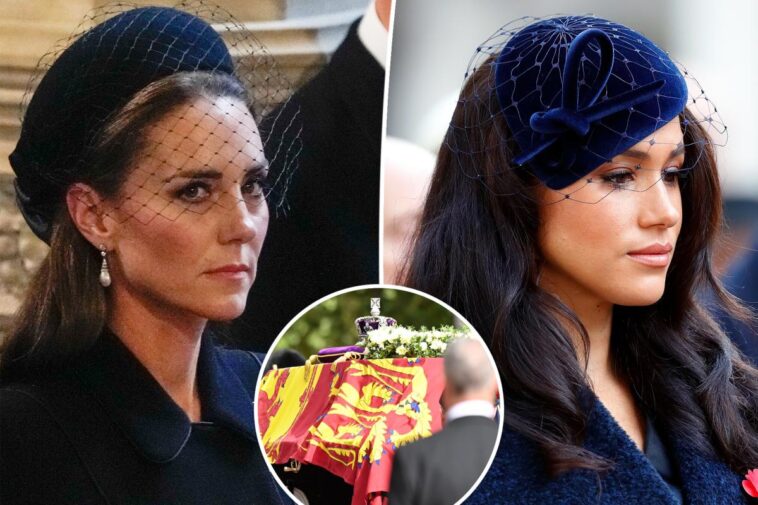Por qué Kate Middleton y Meghan Markle usarán velo en el funeral de la Reina