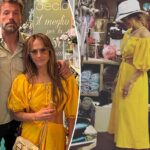 El vestido amarillo de luna de miel de Jennifer Lopez está a mitad de precio en Saks