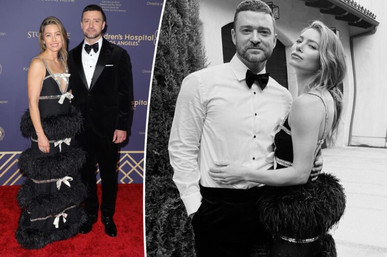 Jessica Biel rockea plumas para cita con Justin Timberlake