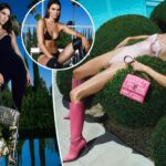 Kendall Jenner modela bikini negro con botas altas