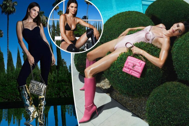 Kendall Jenner modela bikini negro con botas altas