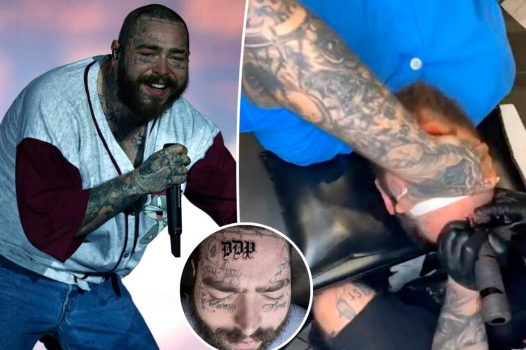 Post Malone se tatúa las iniciales de su hija en la cara