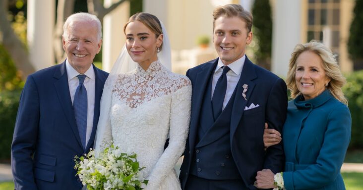 el vestido de novia de encaje transparente de naomi biden recuerda al vestido de novia de grace kelly