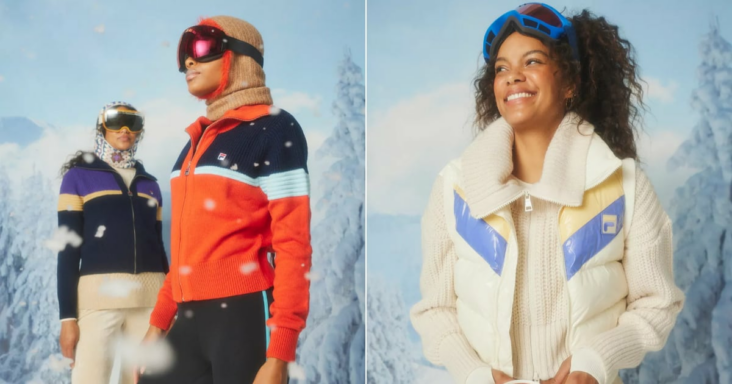 la colección de esquí colorida y preppy de fila te preparará para el clima frío