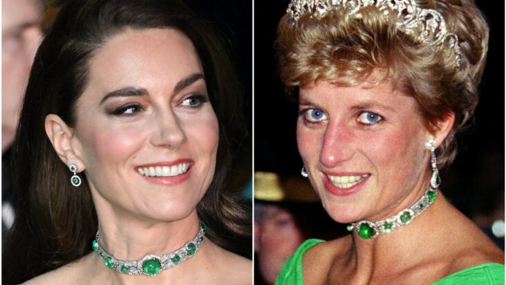 kate middleton acaba de usar la gargantilla esmeralda de la princesa diana con un vestido verde muy similar: vea las fotos