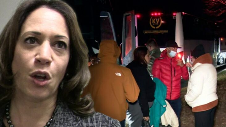 migrantes transportados en autobús a la casa de dc de la vicepresidenta kamala harris en nochebuena