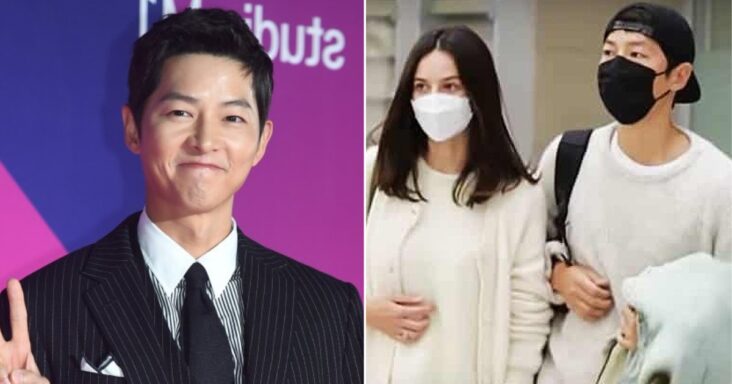 song joong ki está llamando la atención después de que los internautas se dieran cuenta de que mencionó a su novia katy louise saunders en un discurso de premiación